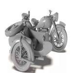 Motorcycle M-72 with Sidecar 3D Printing Model Drawing