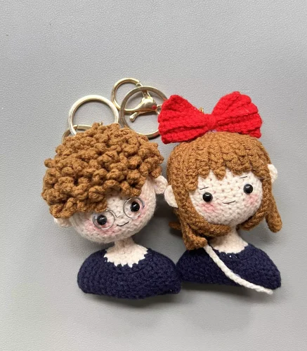 TWTGK Handmade DIY Crochet Boy and Girl Keychain - Personalized Couple Avatar, Custom Crochet Yarn Figures for Gifts photo review